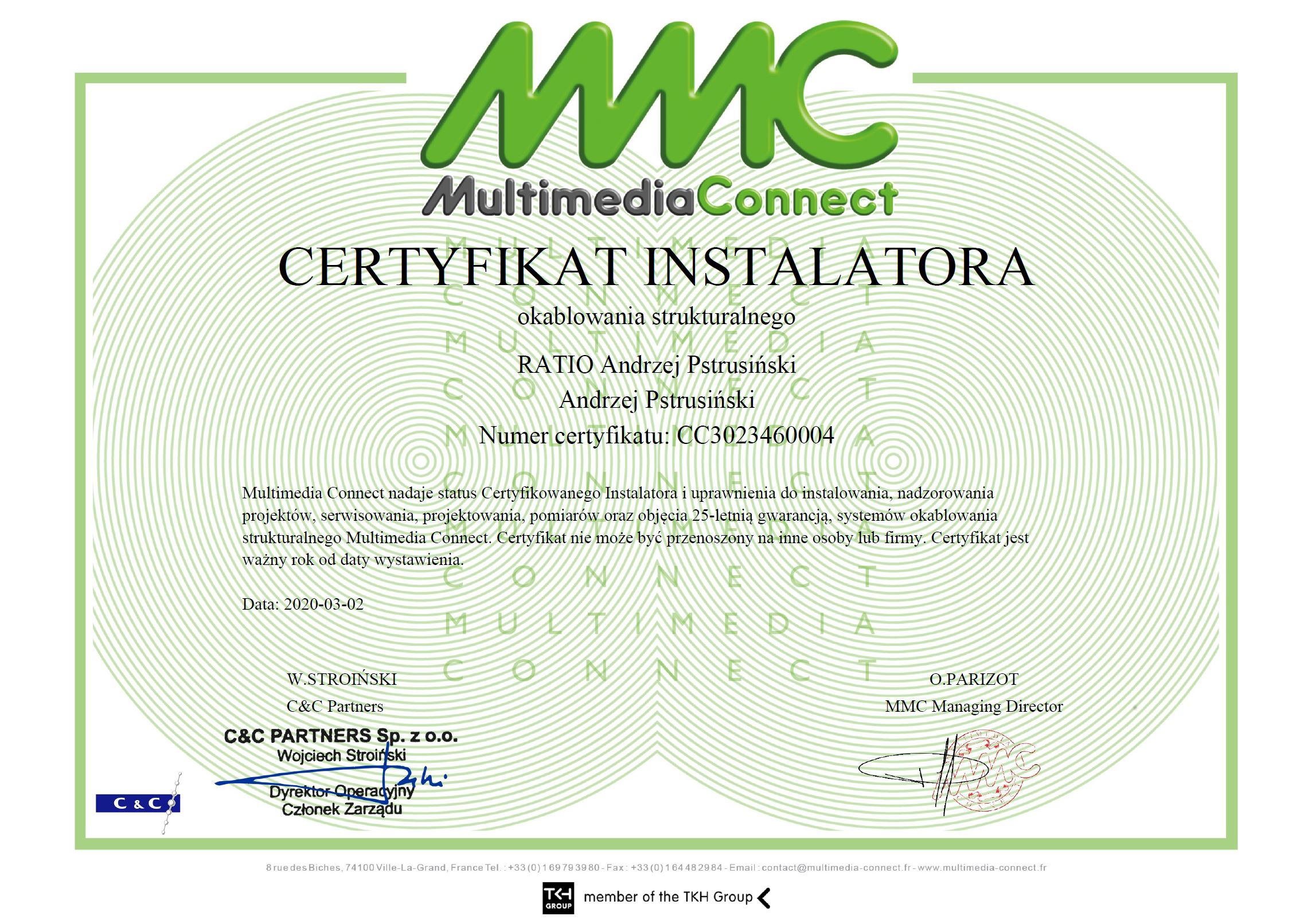 Certyfikat Instalatora MMC