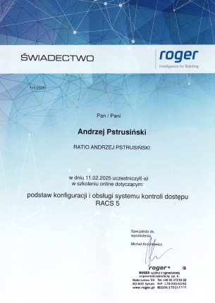 Szkolenie Kontrola Dostępu Roger Racs 5